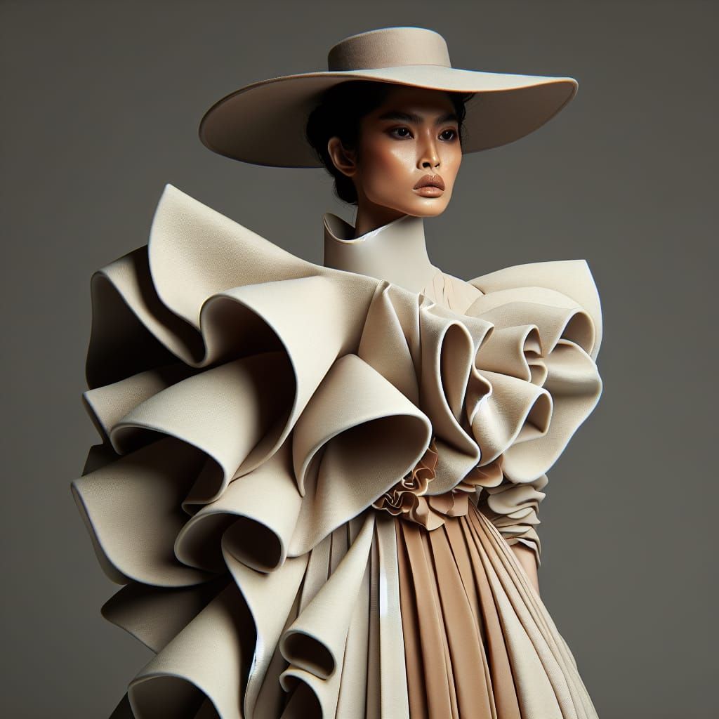 Sophisticated Haute Couture with Sculptural Draping and Asym...