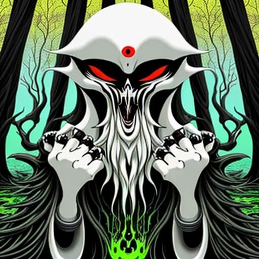 Surreal Ghost Contemplates AI in Psychedelic Style