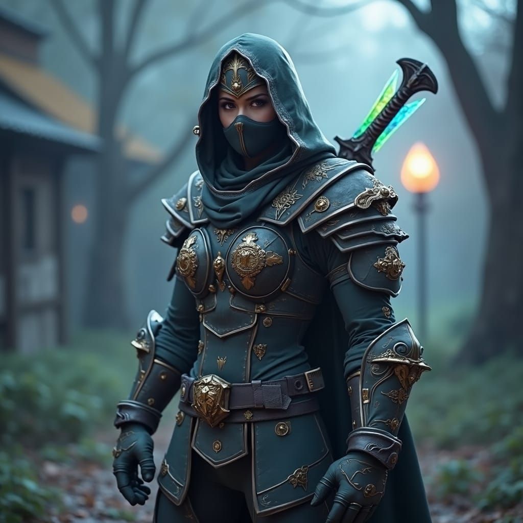 Heroic Anime Character with Sword in Hyperrealistic Style