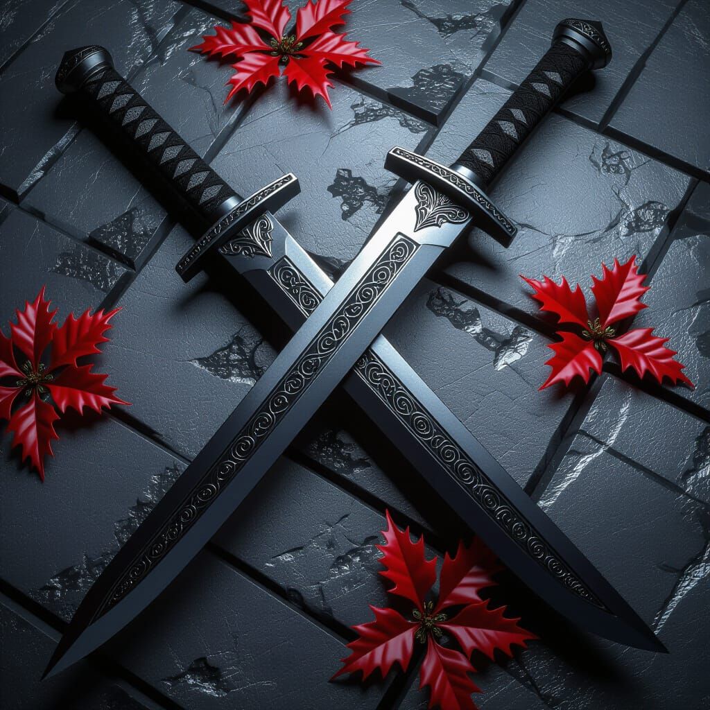 Elven Sword: Katana-Scimitar Hybrid in Matte Painting Style