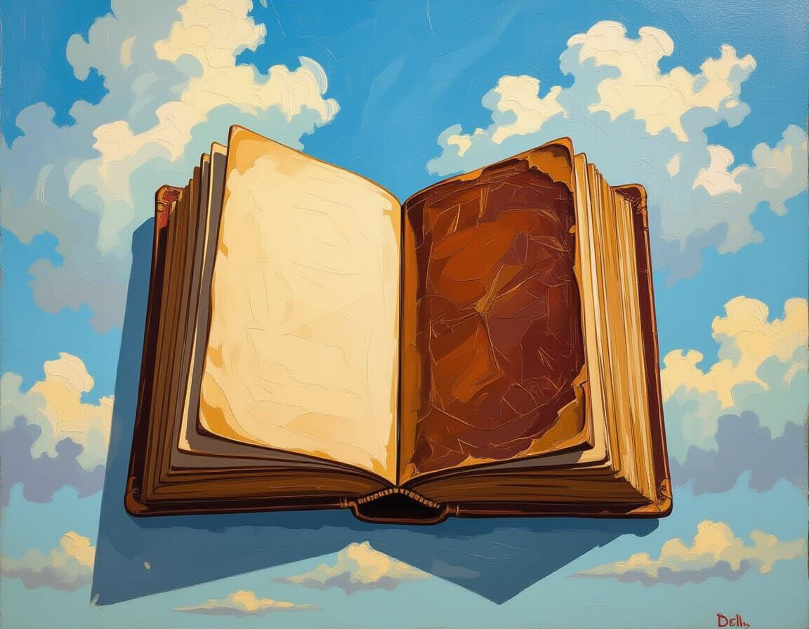 Old Book with Impressionistic Sky