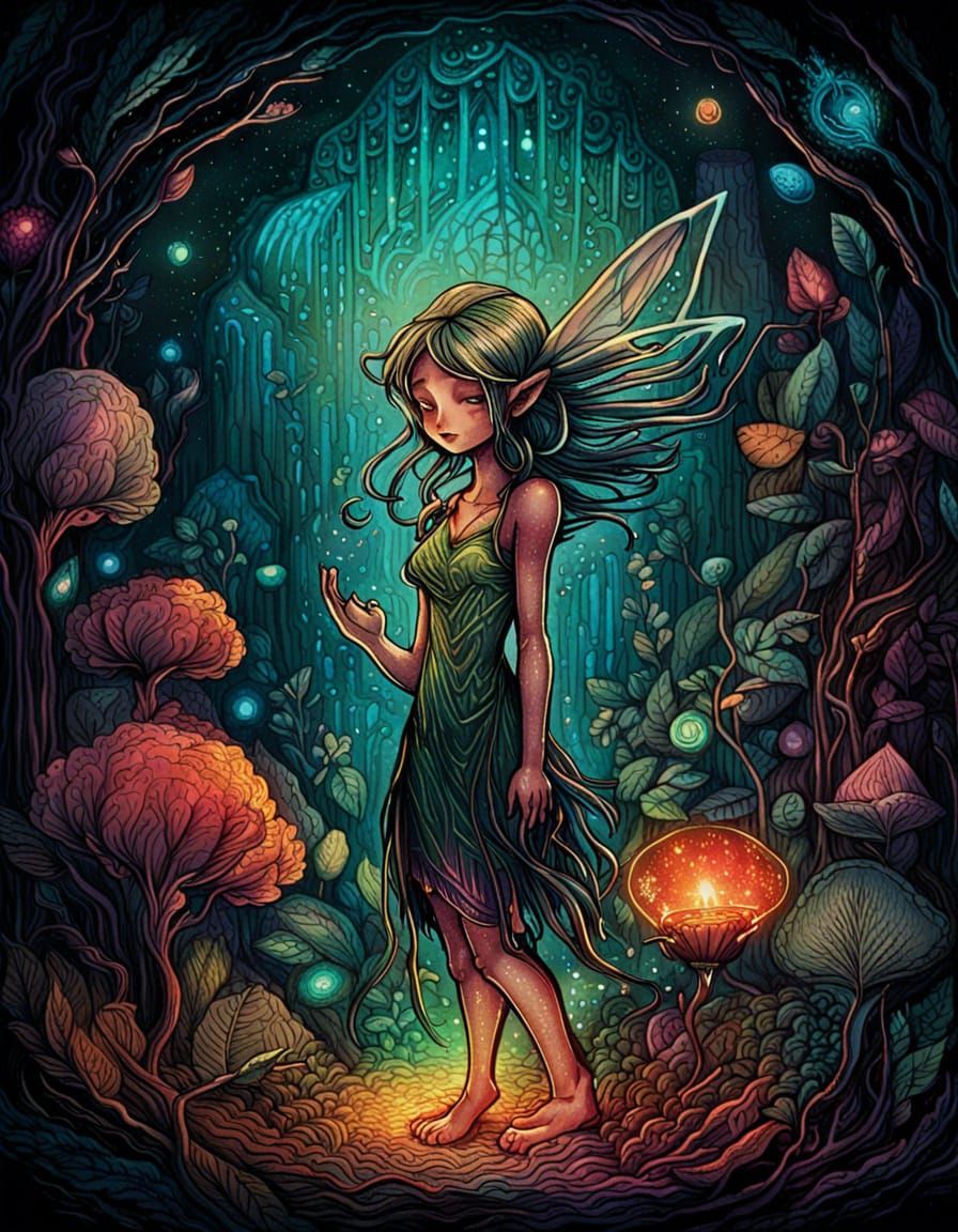 Luminous Fairy Figurine in Anime Terrarium