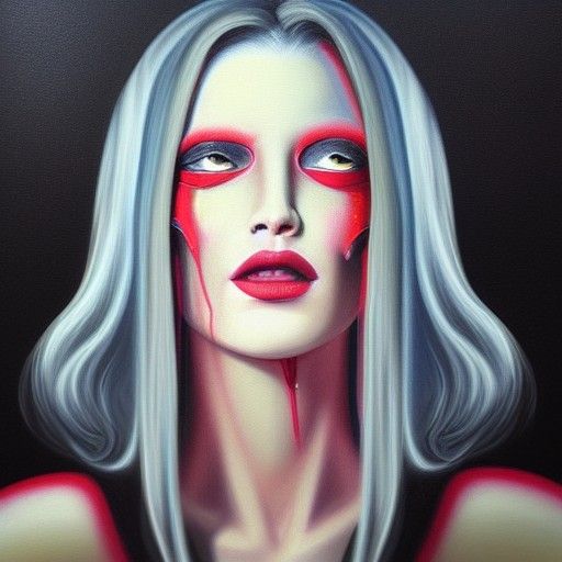 Futuristic Witch Portrait in Realistic Painting Style