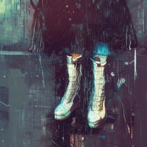 Girl in Black Boots, Detailed Digital Art