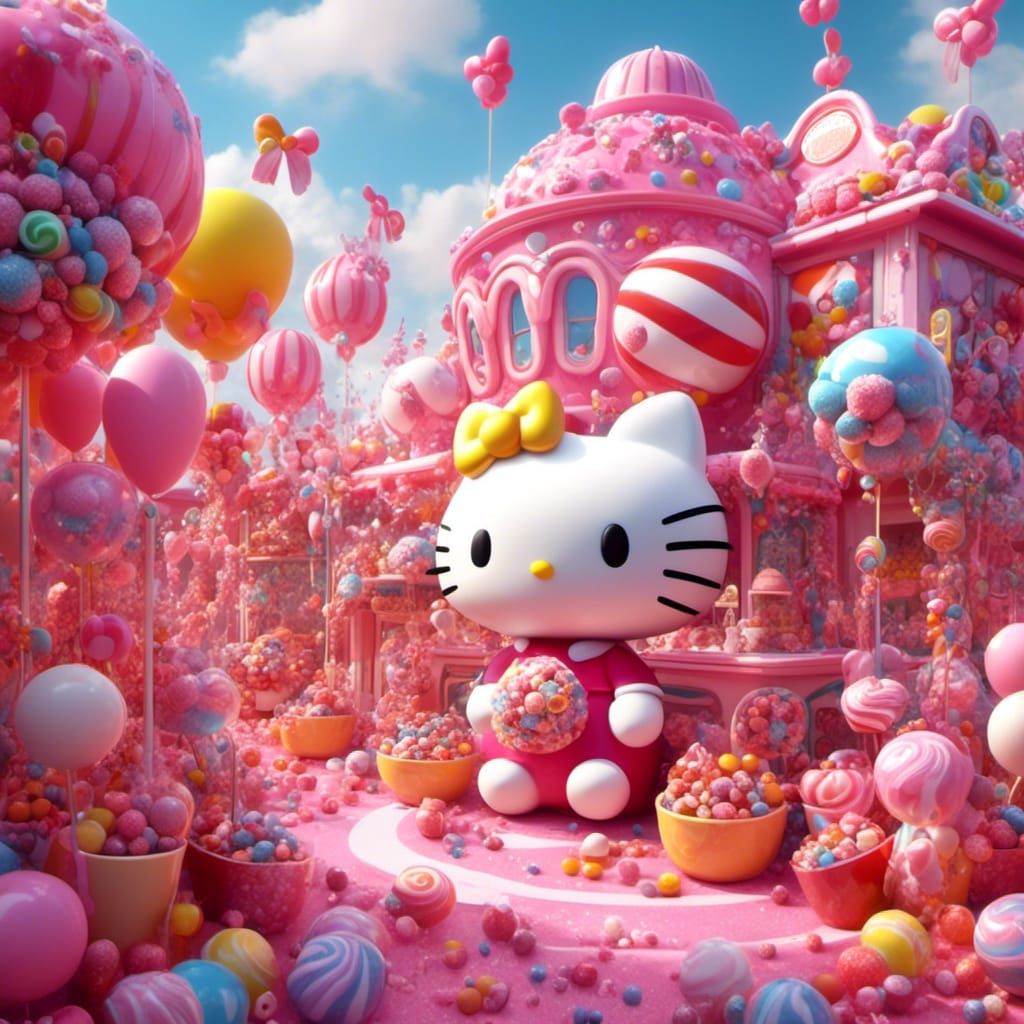 Hello Kitty in Whimsical Candy Art Style