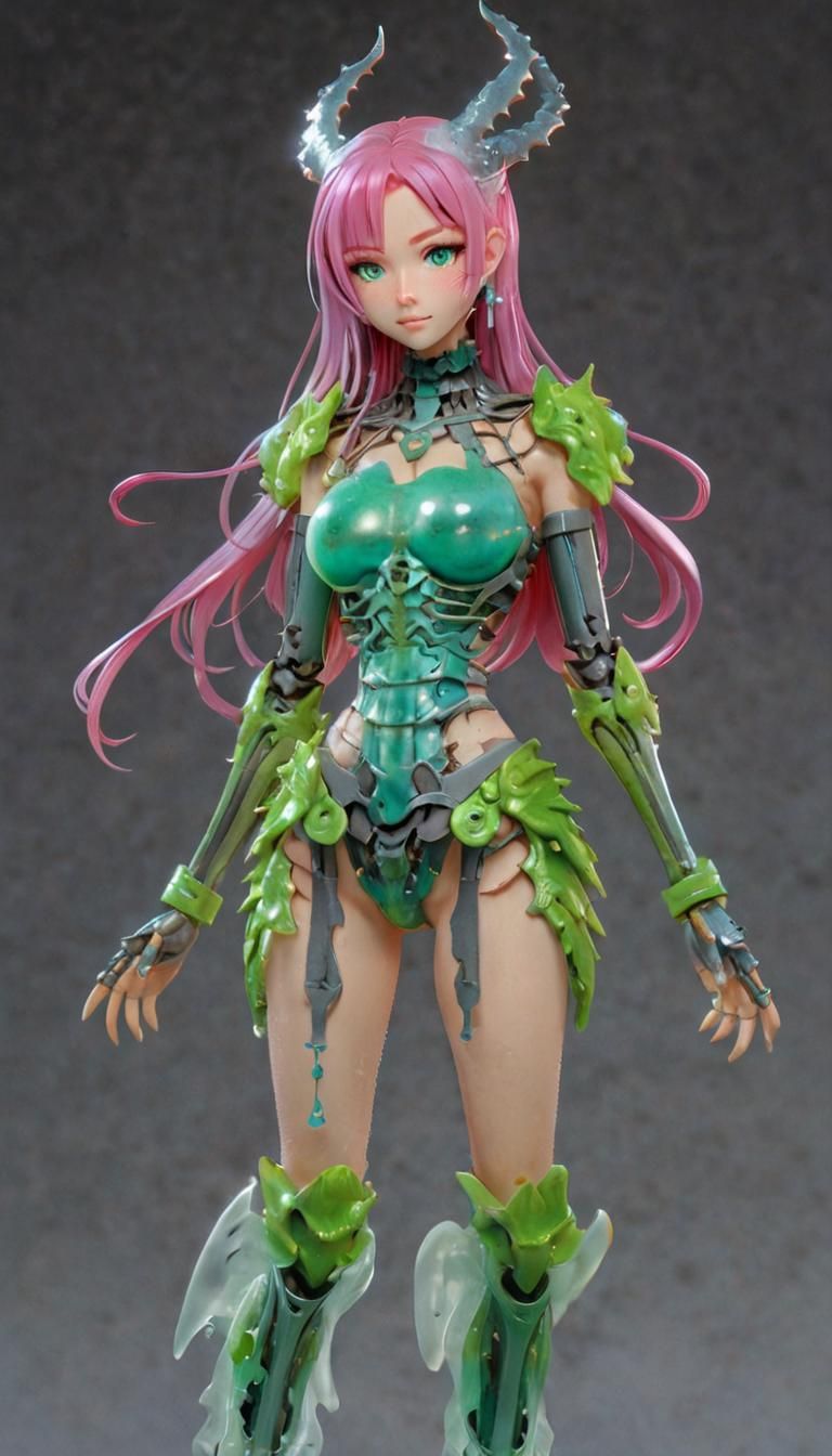 Robot Dragon Girl with Rainbow Slime Body