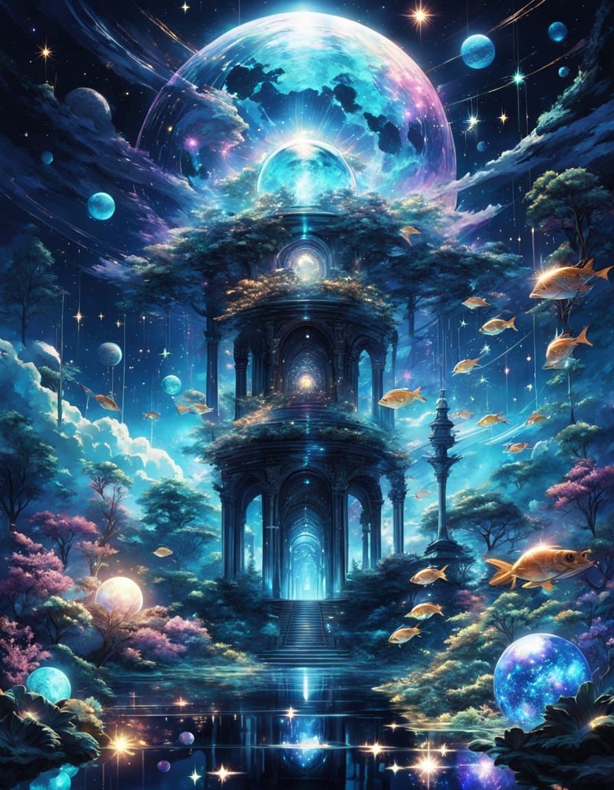 Ethereal Zodiac Mosaic in Fairytale Style