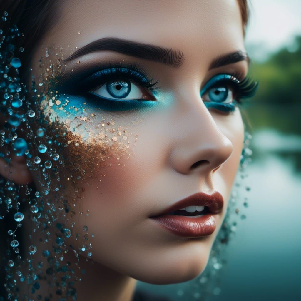 Double Exposure Portrait with Striking Eyes