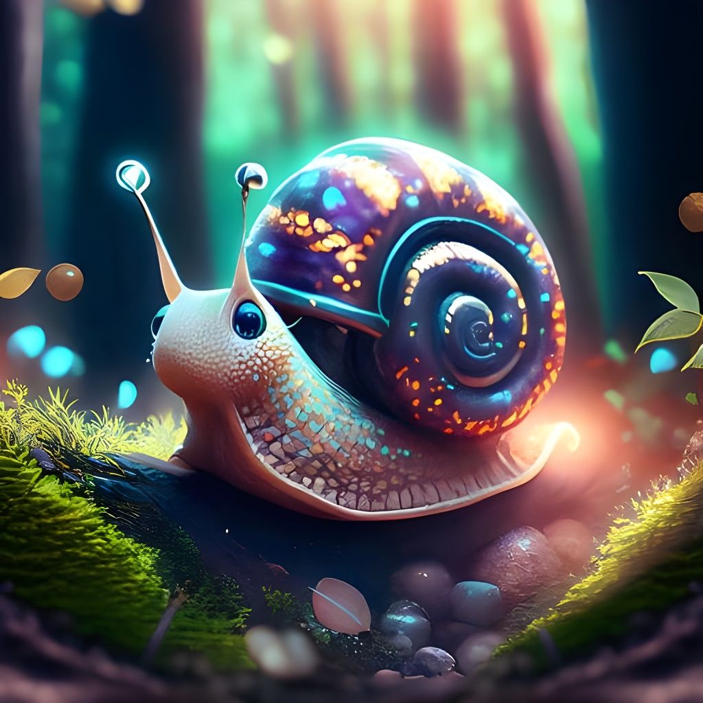 Glowing Snail in Enchanted Forest