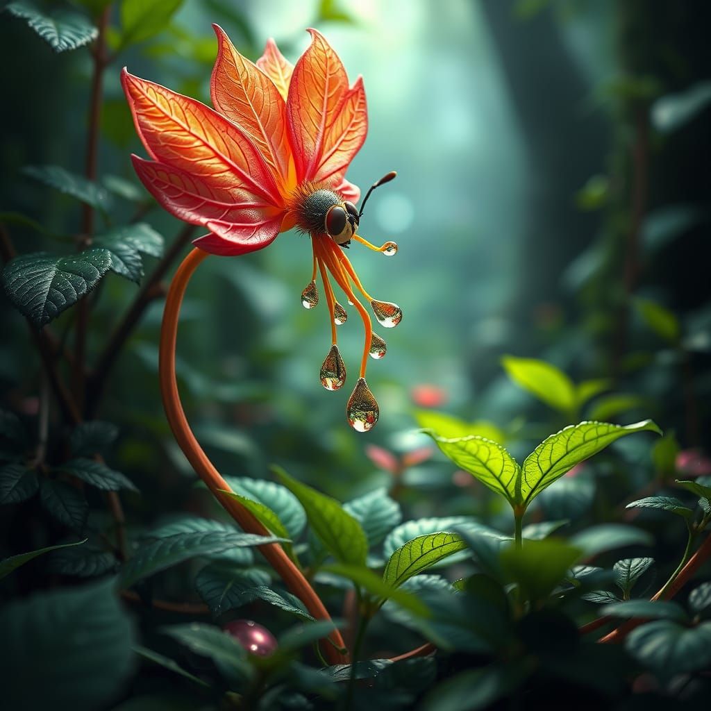 Vibrant Fly-Catcher Plant in Enchanted Forest