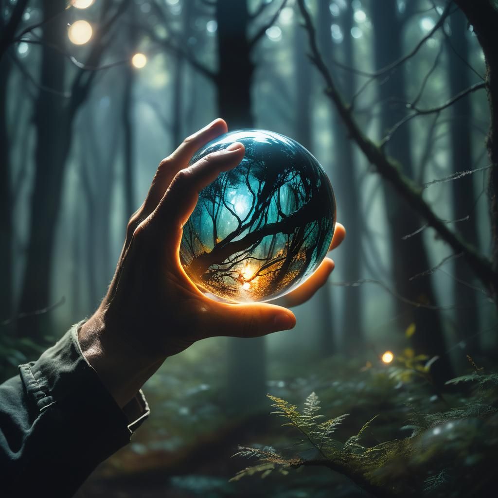 Abstract Expressionism: Hand and Glowing Orb