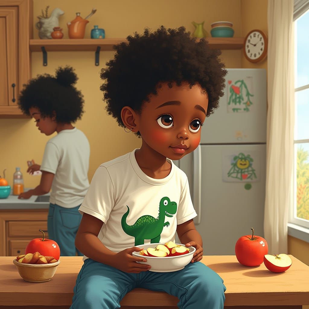 Boy in Kitchen, Homage to Black Artists