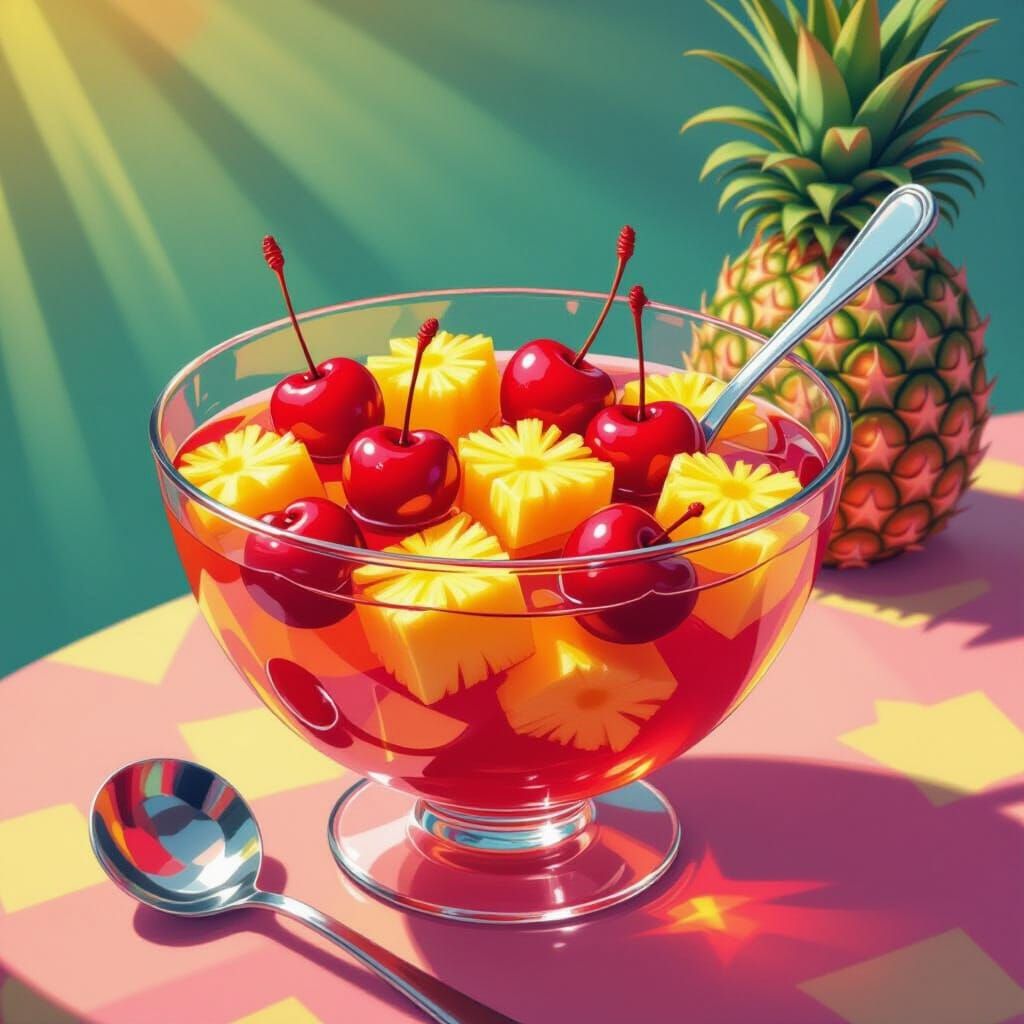 Festive Fruit Punch in Comic Style