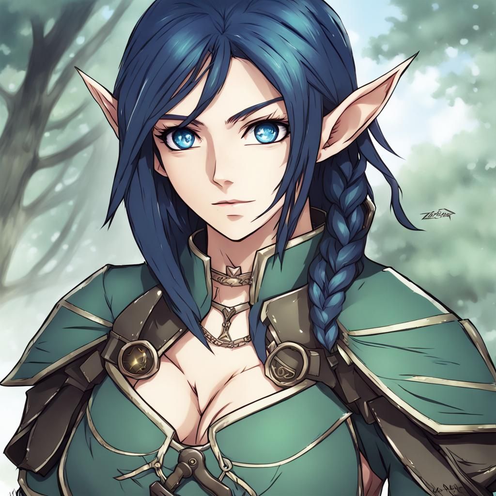 Elven Ranger in Anime Style