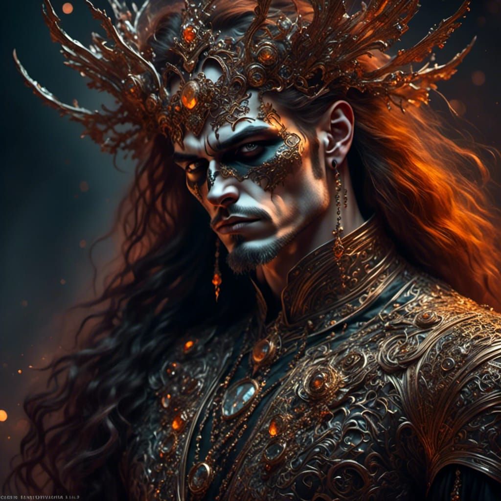 Intricate Metal Man Portrait in Goth Fashion Style