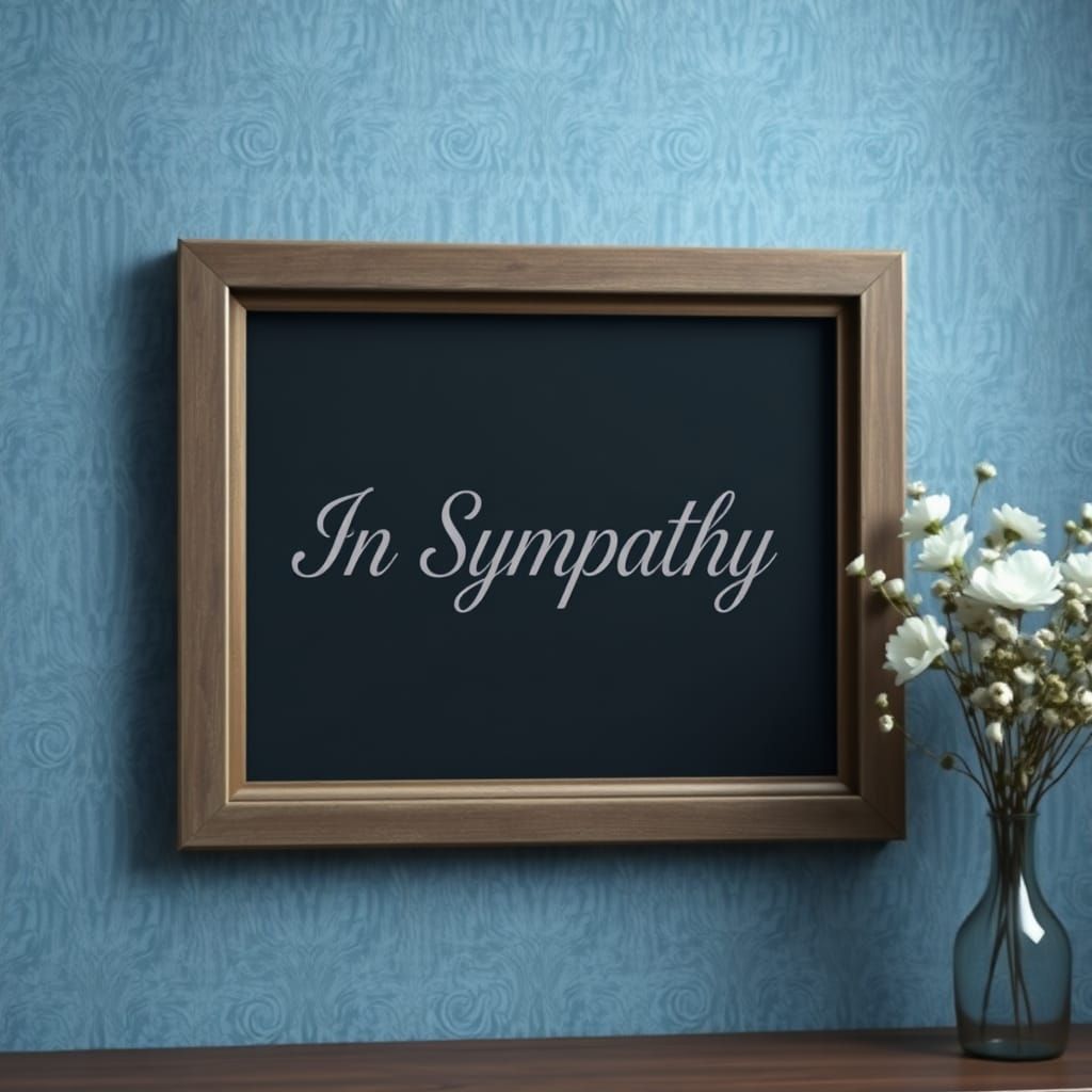 Framed Inscription: "In Sympathy" in Matte Painting Style