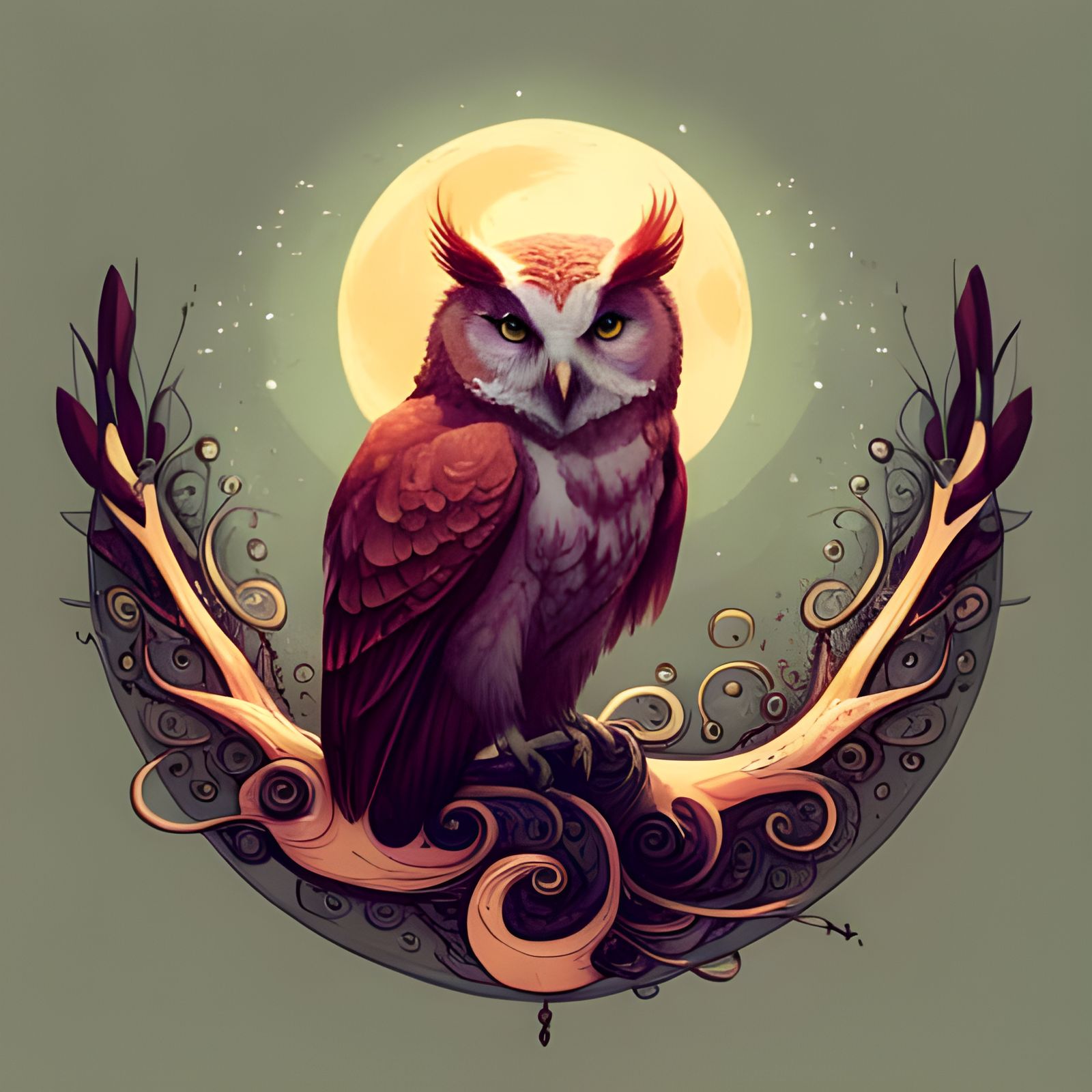 ☄Strawberry owl & the Moon🌙