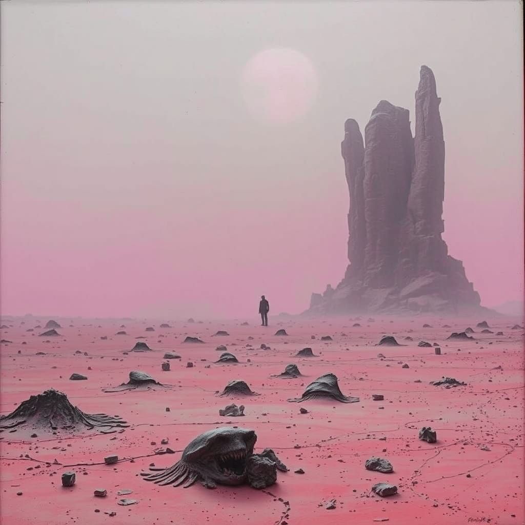Pink Desolation Inspired by Surreal Dystopian Art