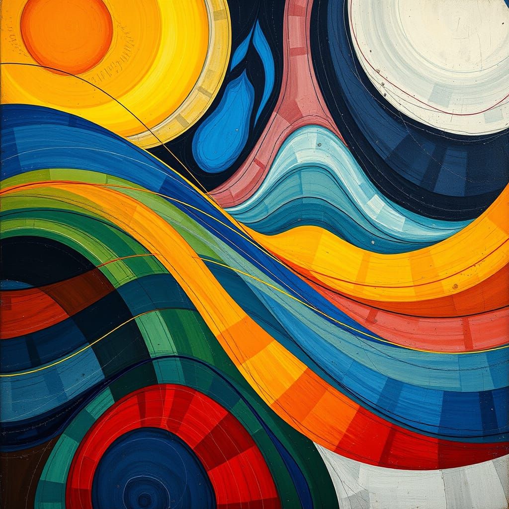 Vibrant Abstract Symphony of Sound Waves in Kandinsky Style