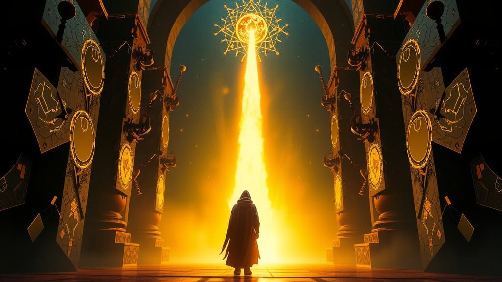 Mystic Figure Stands at the Threshold of Enlightenment