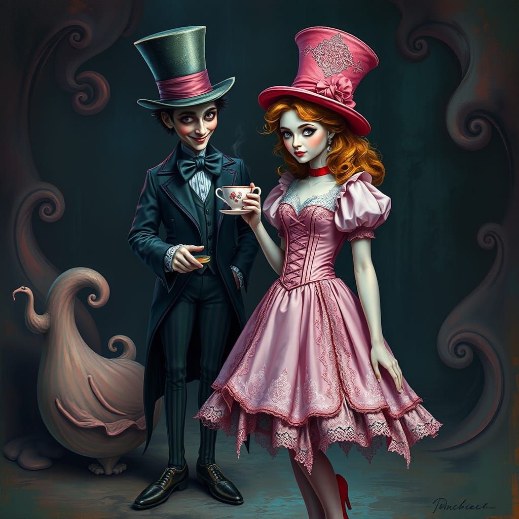 Whimsical Alice in Tim Burton's Enchanted Wonderland