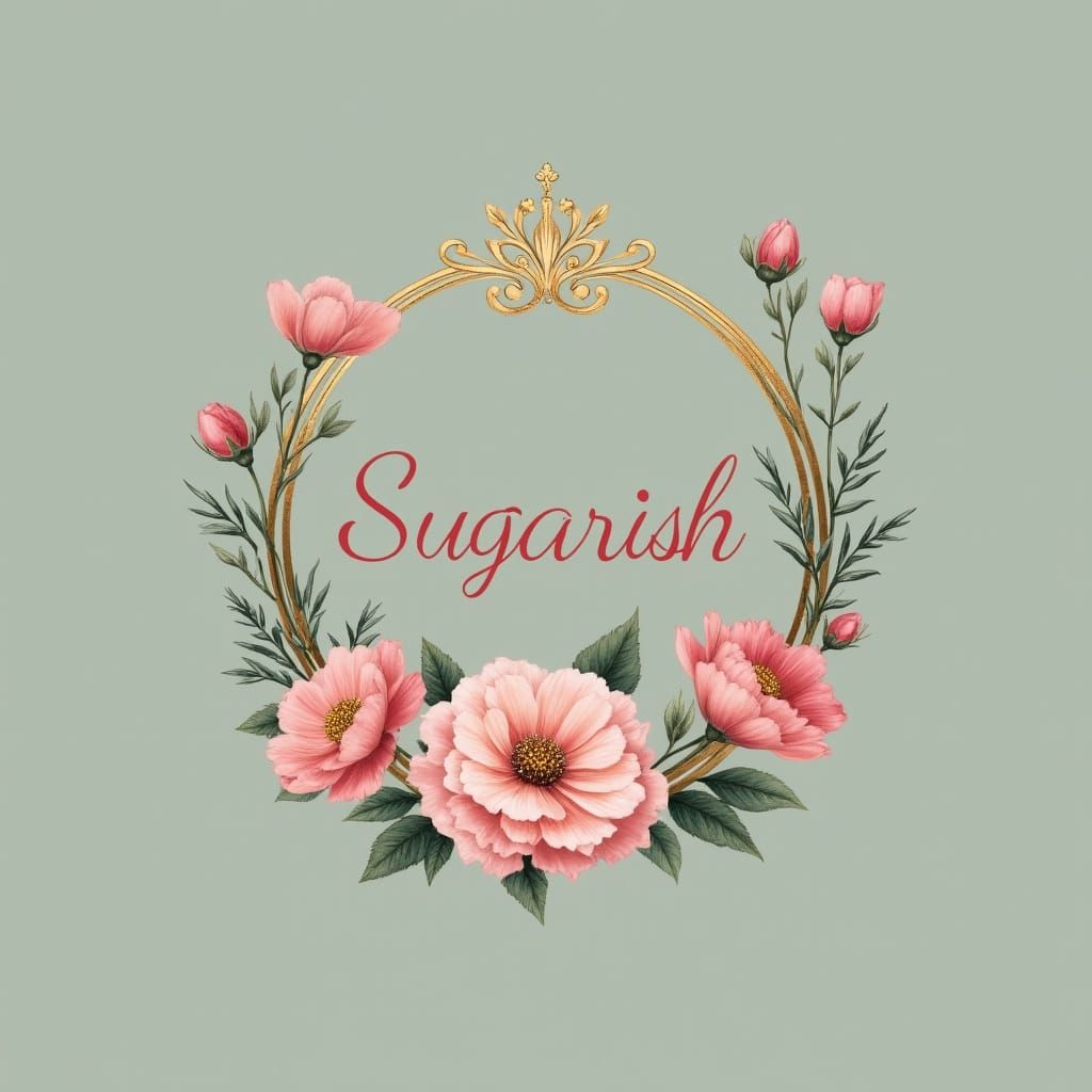 Elegant Floral Logo Design in Art Nouveau Style