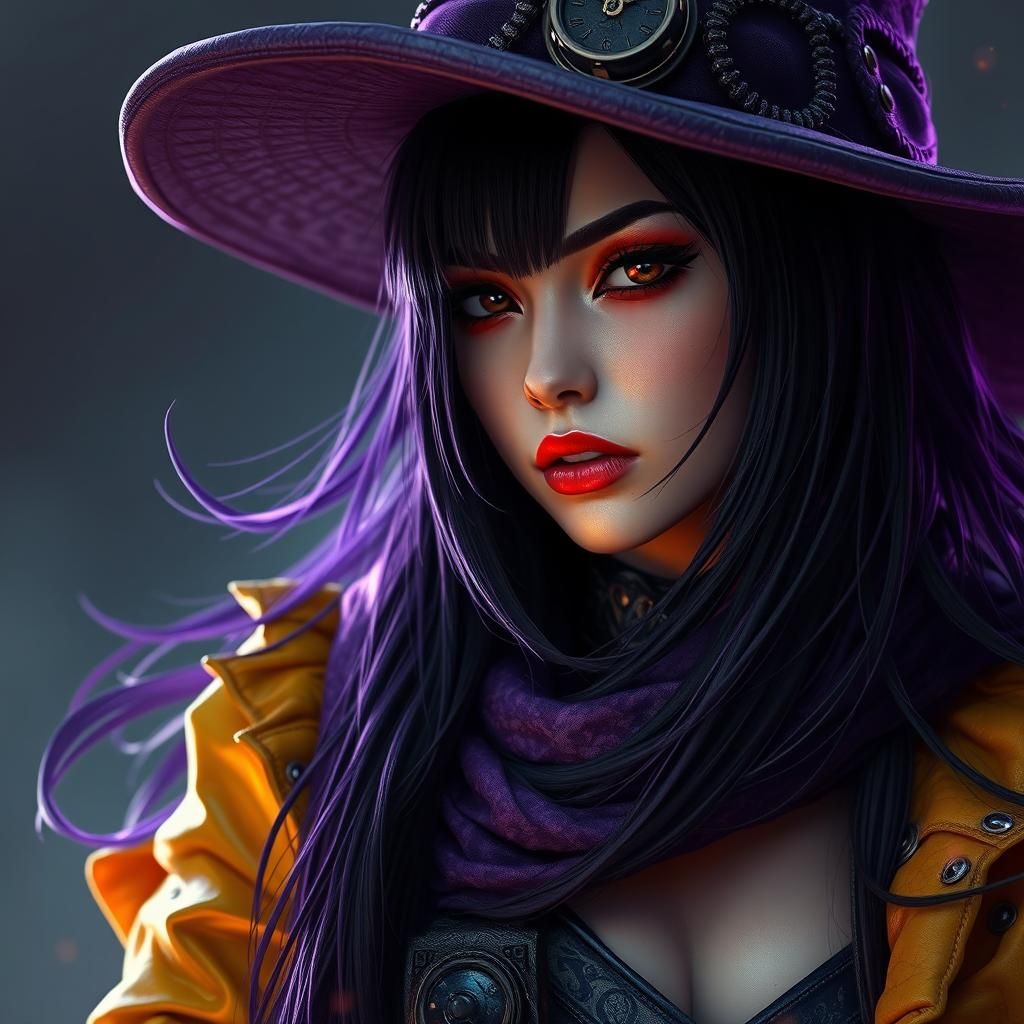 Steampunk Witch Concept Art in 8K Resolution
