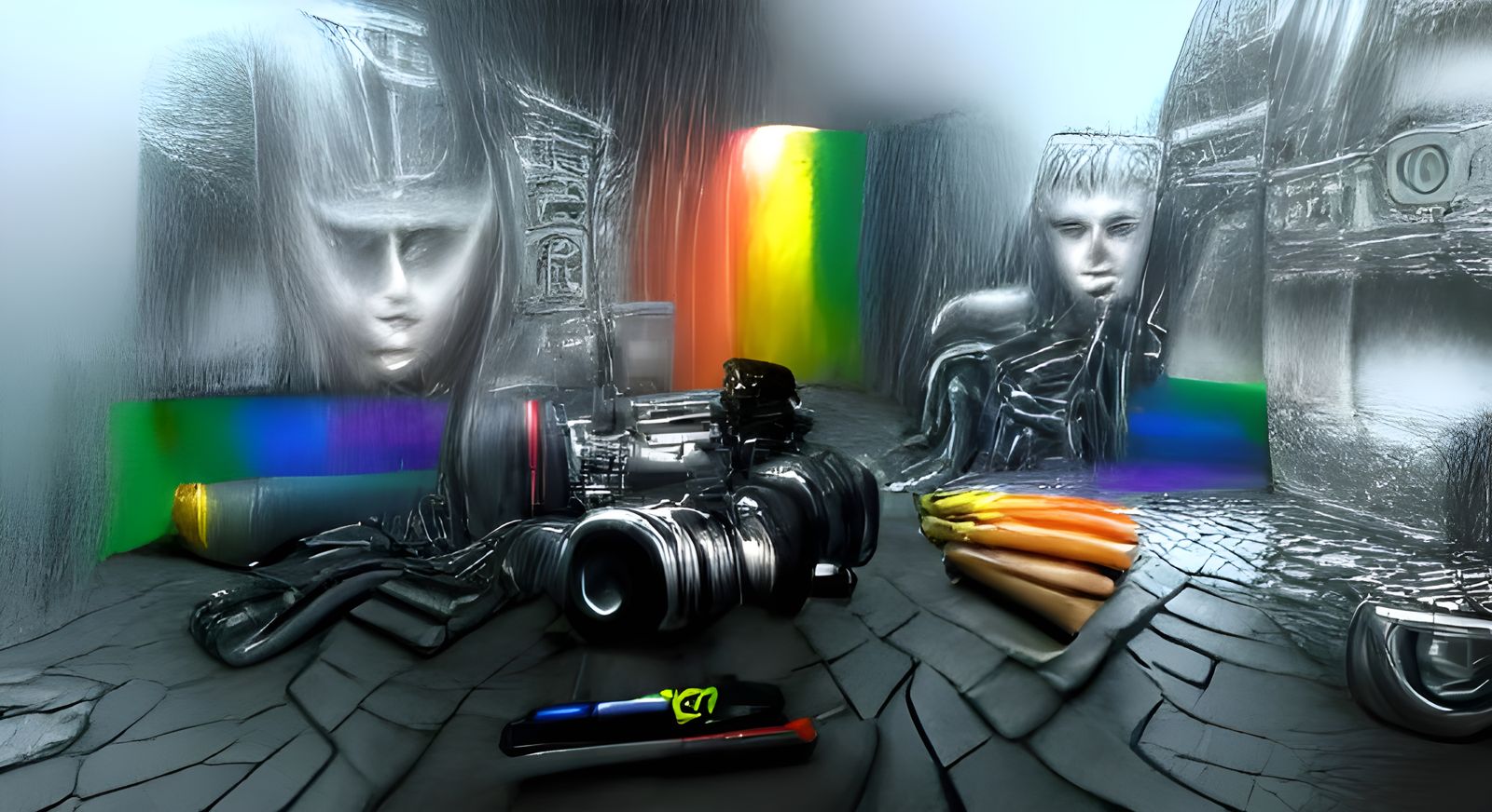 LGBT Film Noir Drawing in Giger Style
