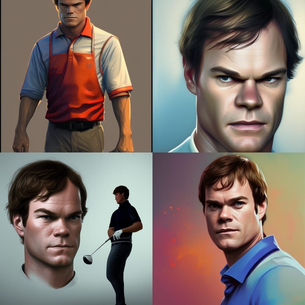Dexter Morgan Plays Golf: Hyperdetailed Portrait