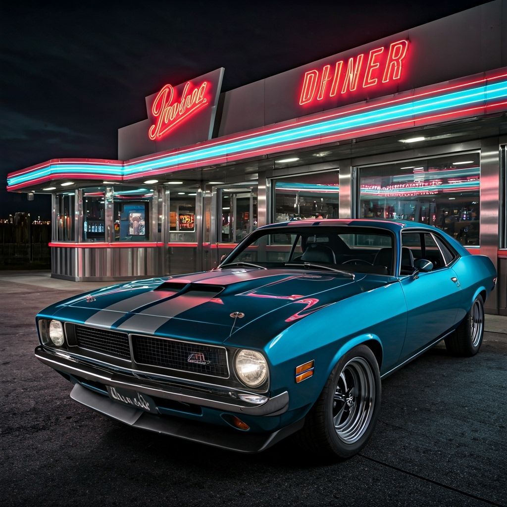 Pin-Striped Muscle Car at Neon Diner
