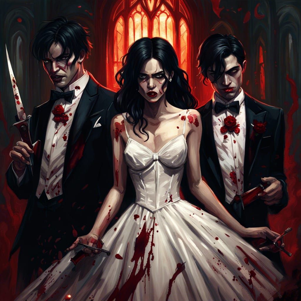 Noir Portrait: Shocked Bride and Brothers