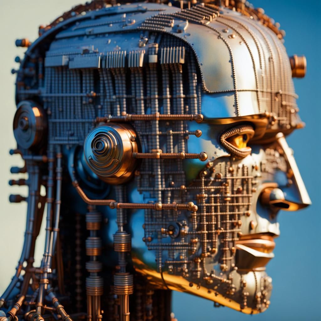 Cyborg Robot Man in Pop Art Style