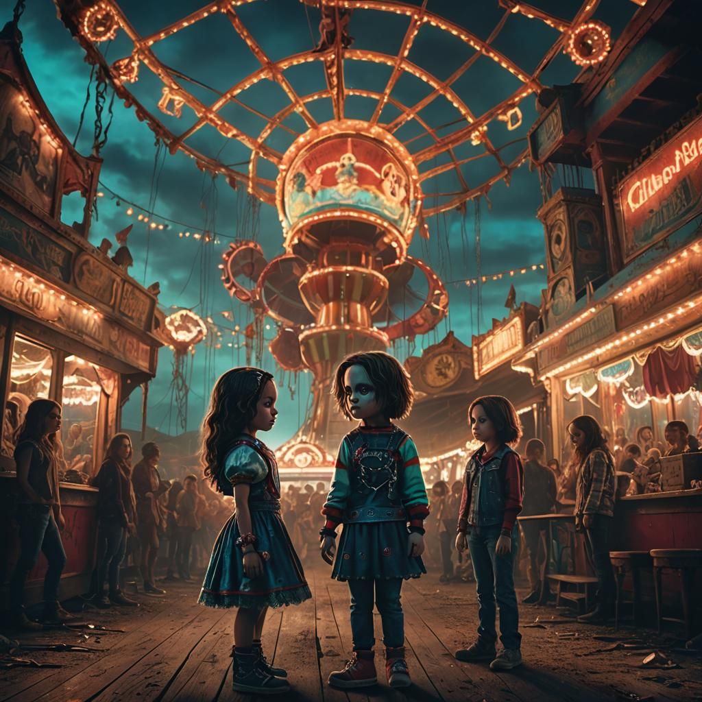 Dark Carnival Showdown in Baroque Style Fantasy