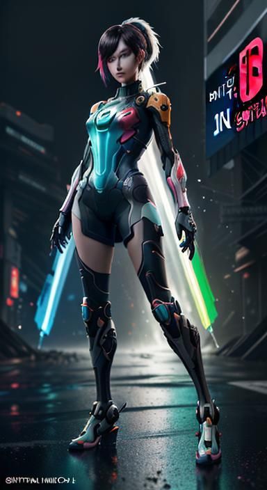 Nintendo Switch Girl in Anime Cyberpunk Style