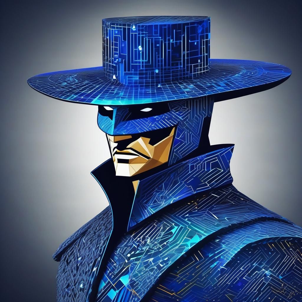 Futuristic Blue Fox with Blockchain Elements