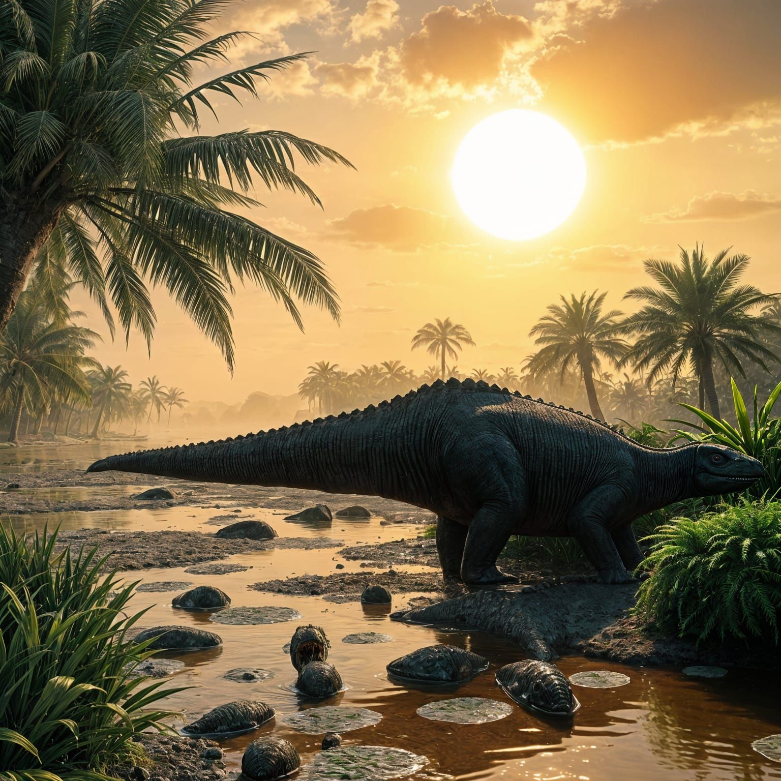 Jurassic Coastline with Allosaurus Hunt