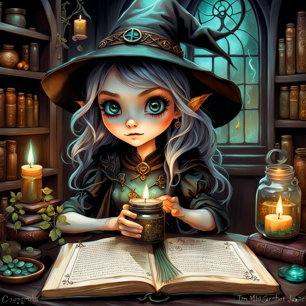 Chibi Witch Casting Luck Magic