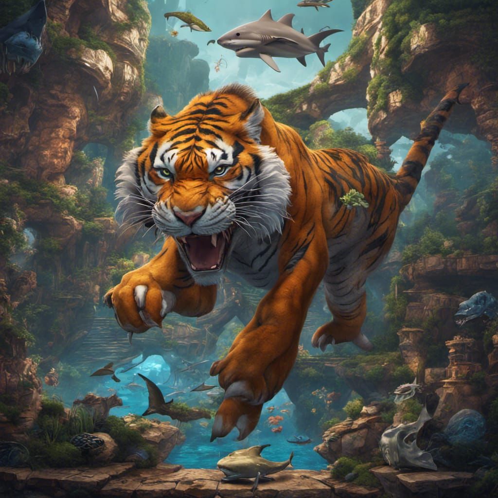 Tiger, Snake, Rubik's Cube, Shark: Fantasy Concept Art