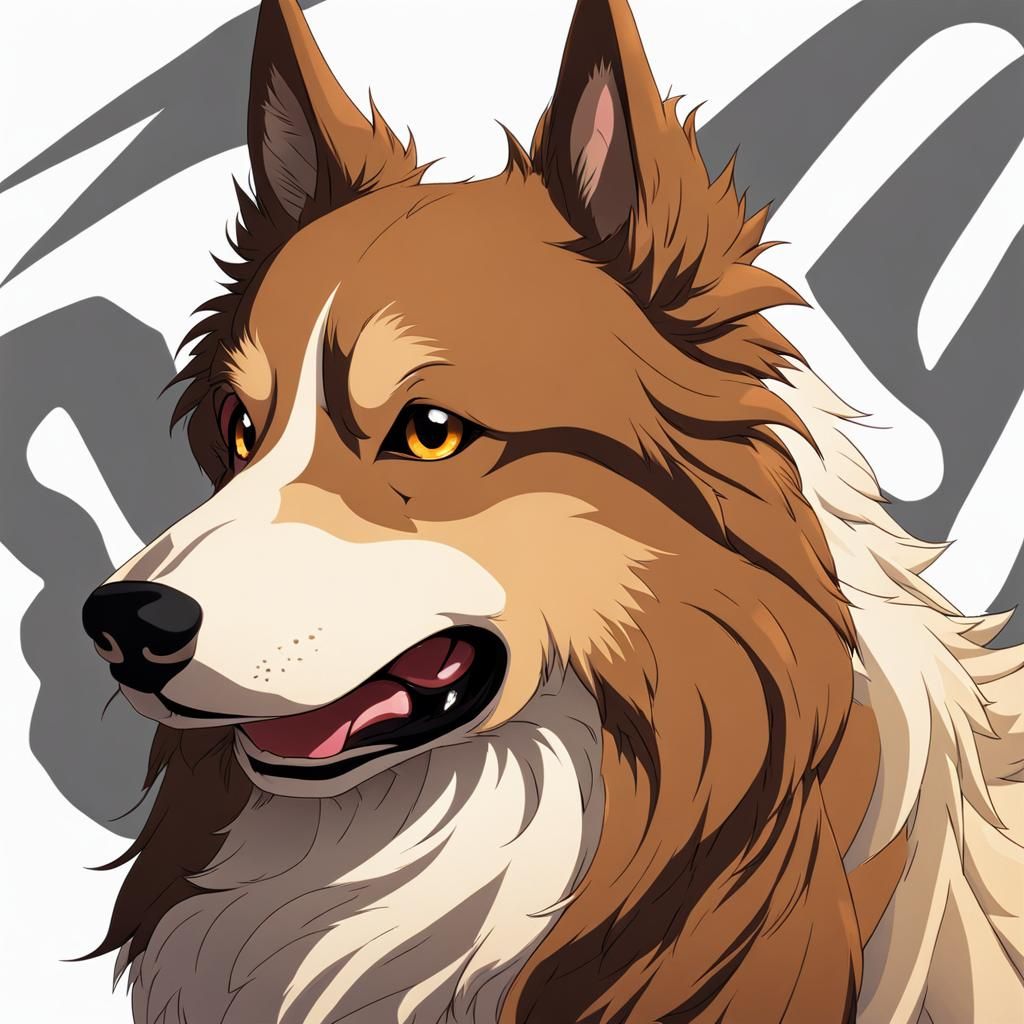 Brown Furry Dog Illustration in Anime Style