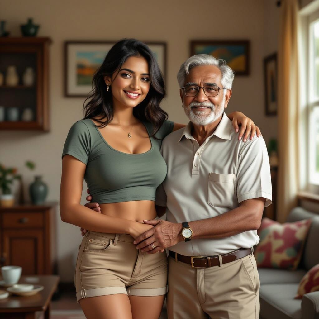 Heartwarming Portrait of Indian Woman and Grandfather