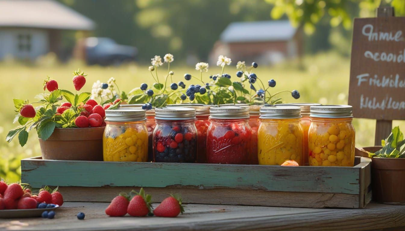 Impressionist Roadside Market with Summer Berries