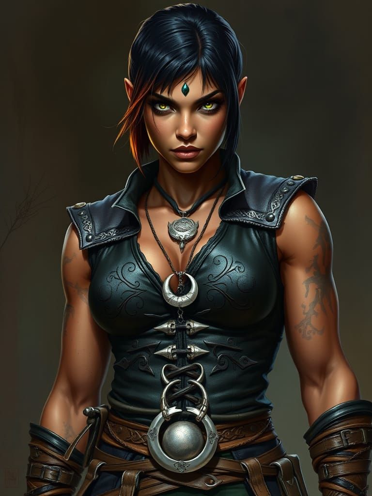 Half-Orc Fighter in Frank Frazetta Style