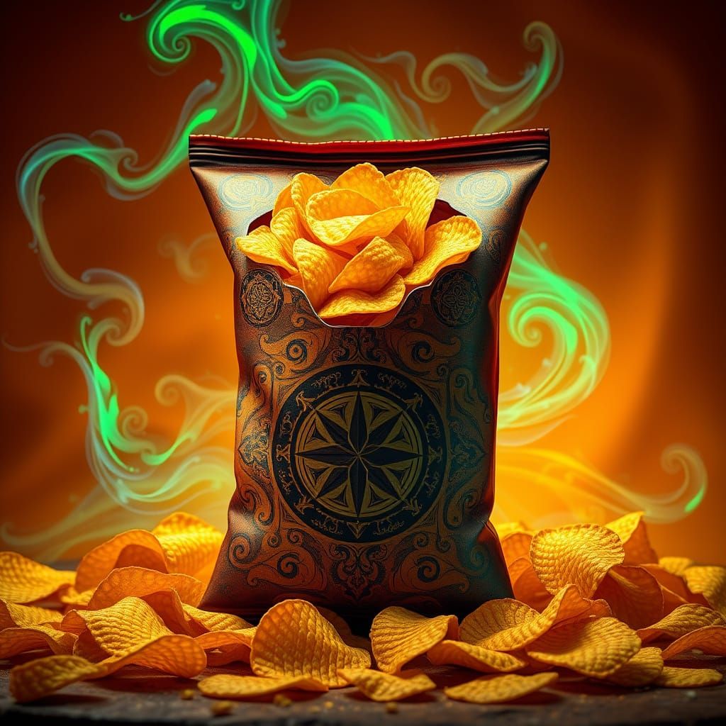 Vibrant Ancient Artifact of Spicy Corn Chips