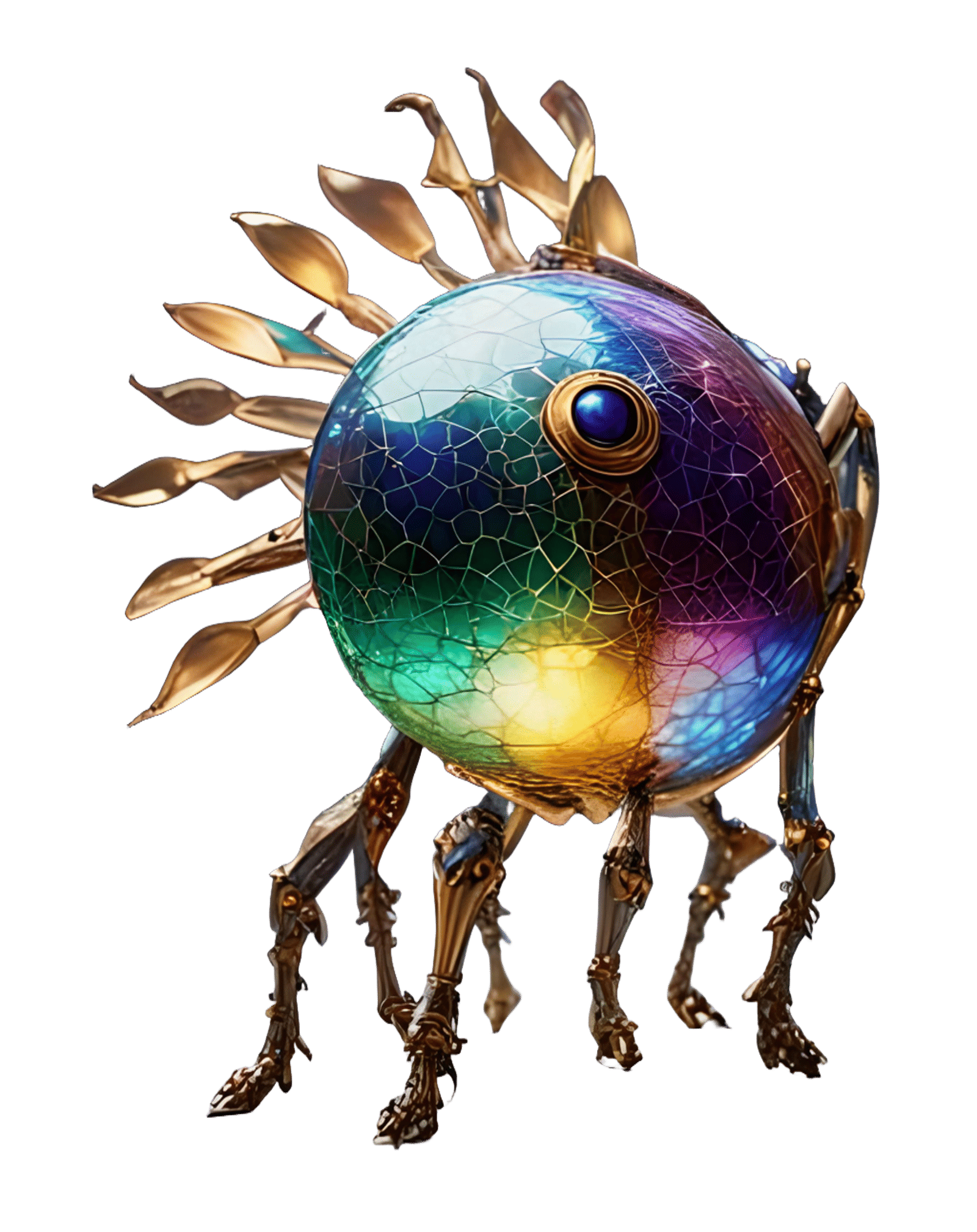 Ethereal Alien Insect and Metallic Beast in Digital Art