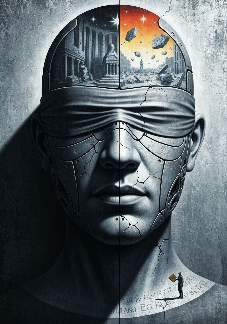 Monk Face Merging with Astral Vaults in Cosmic Expressionism