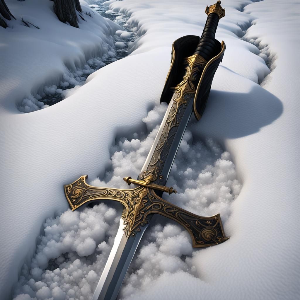 Broken Sword in Snow: Dark Fantasy Concept Art