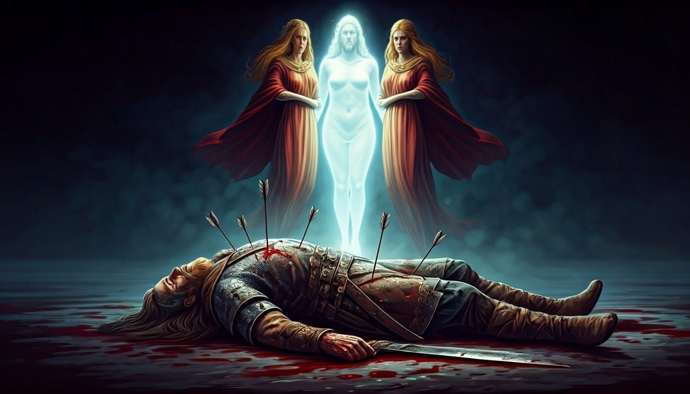 Viking Warrior's Ethereal Farewell in Ancient Battle