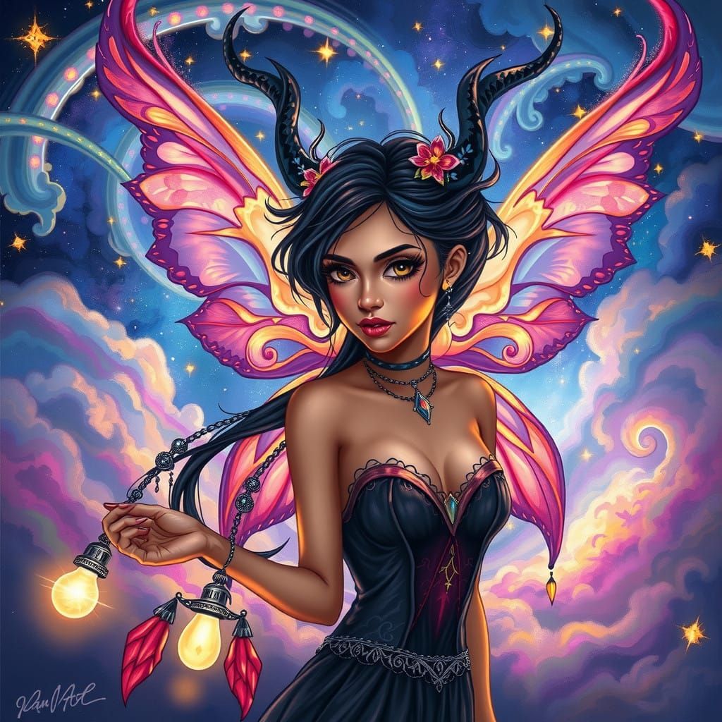 Surreal Fairy Goddess Shines in Whimsical, Dreamlike Landsca...