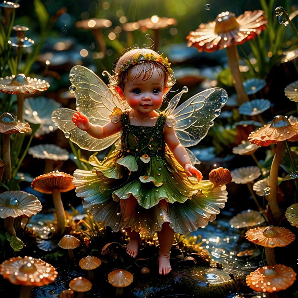 Detailed Macro Photograph of a Baby Fairy Dancing