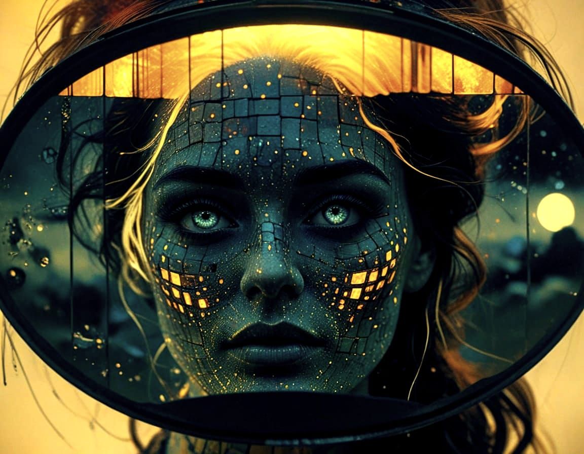 Surreal Stormy Portrait of a Witch at Sunrise